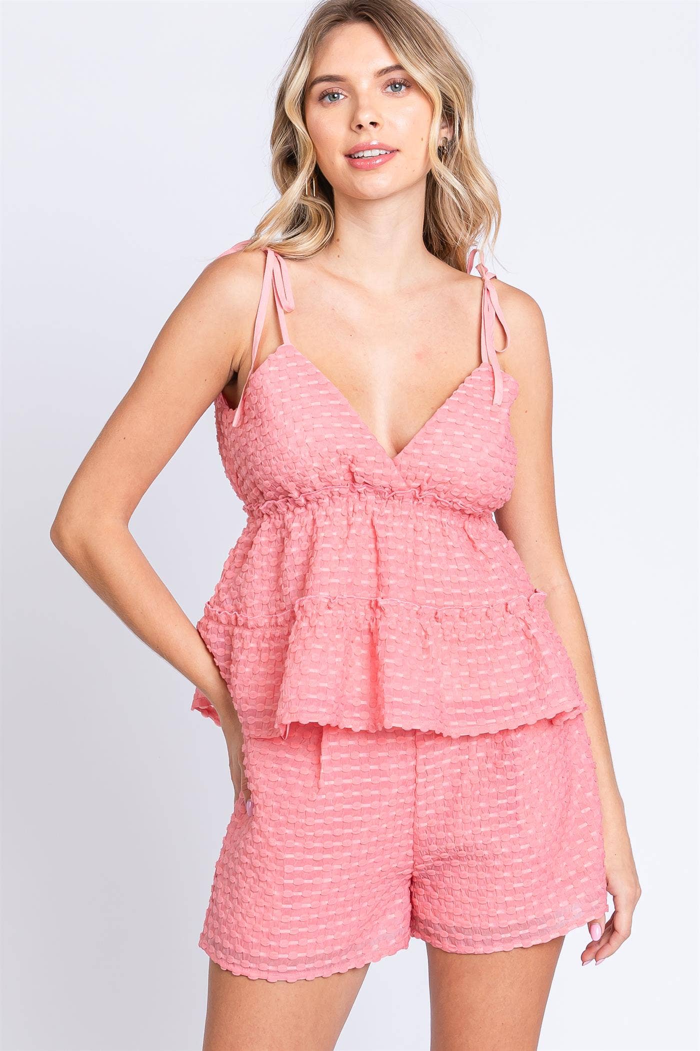 Pink Textured Cami Top