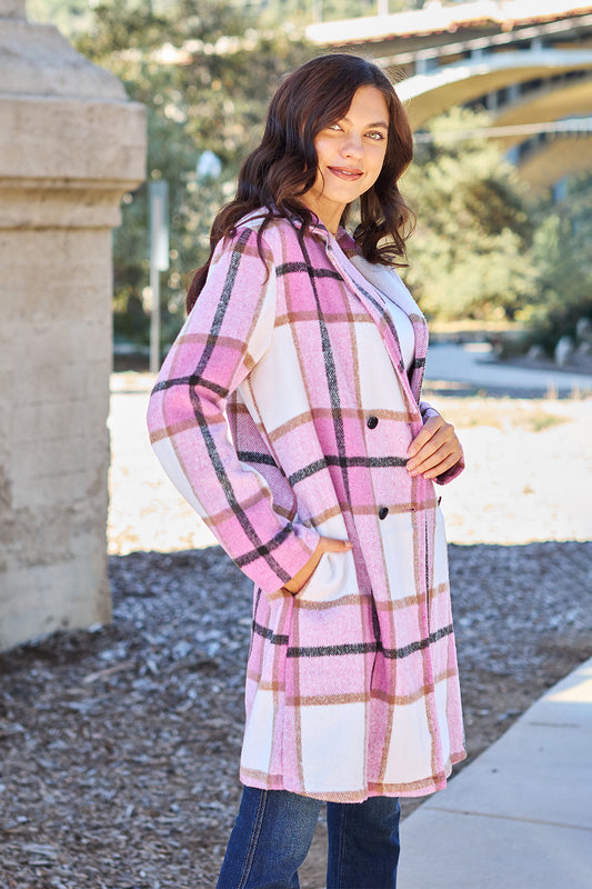 Plaid Button Up Coat
