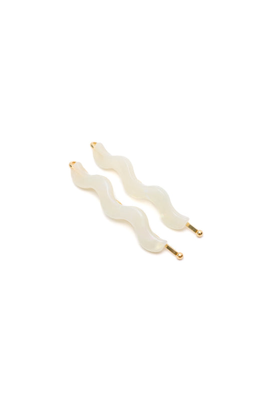 Sleek Waves Hair Clip Set in White Tortoise