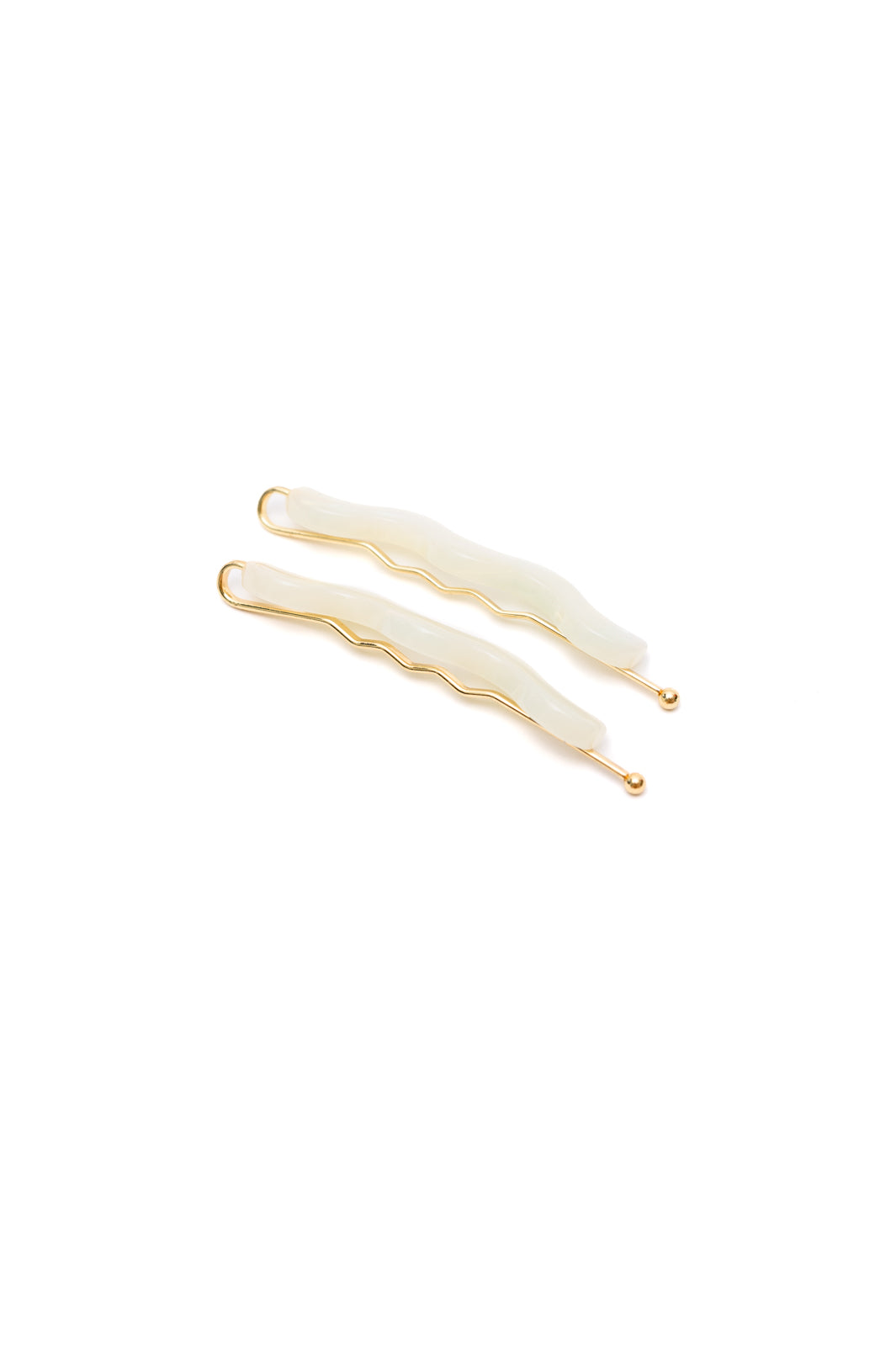 Sleek Waves Hair Clip Set in White Tortoise