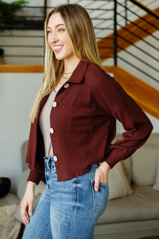Maroon Cropped Shacket