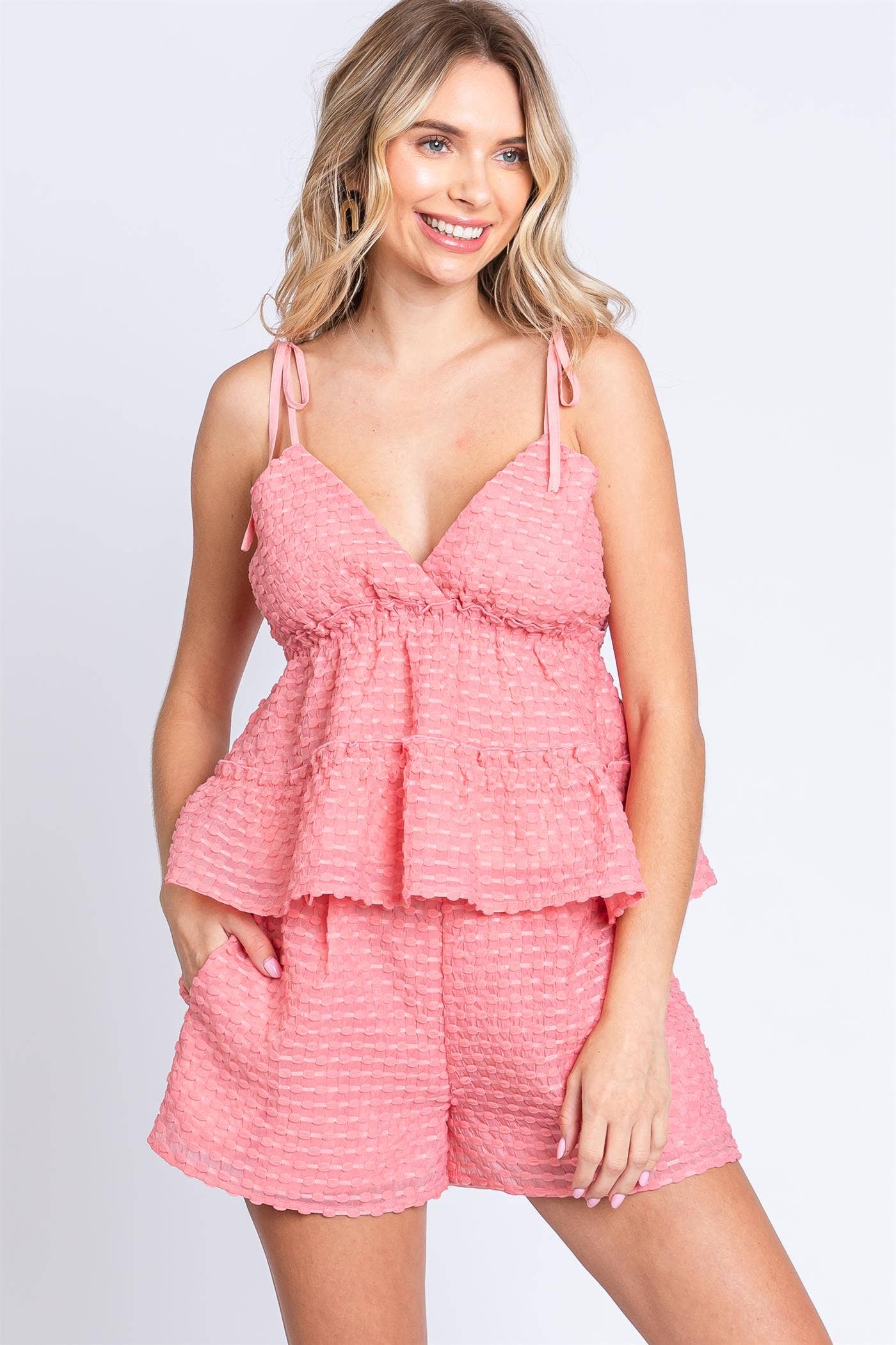 Pink Textured Cami Top