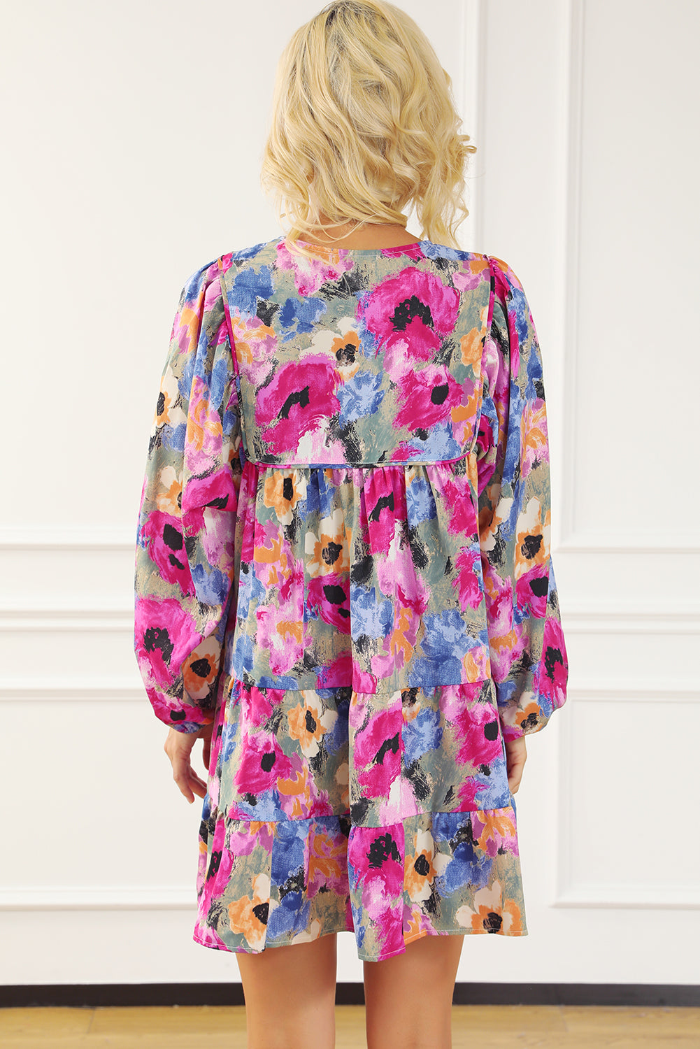 Floral Tie Neck Shift Dress