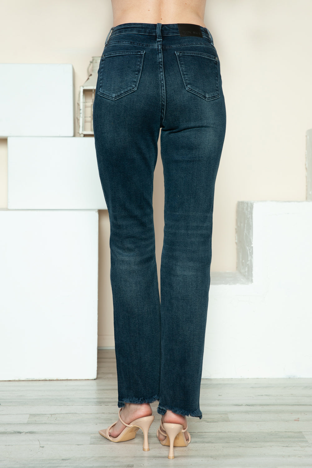 High Rise Straight Jeans in Dark Wash