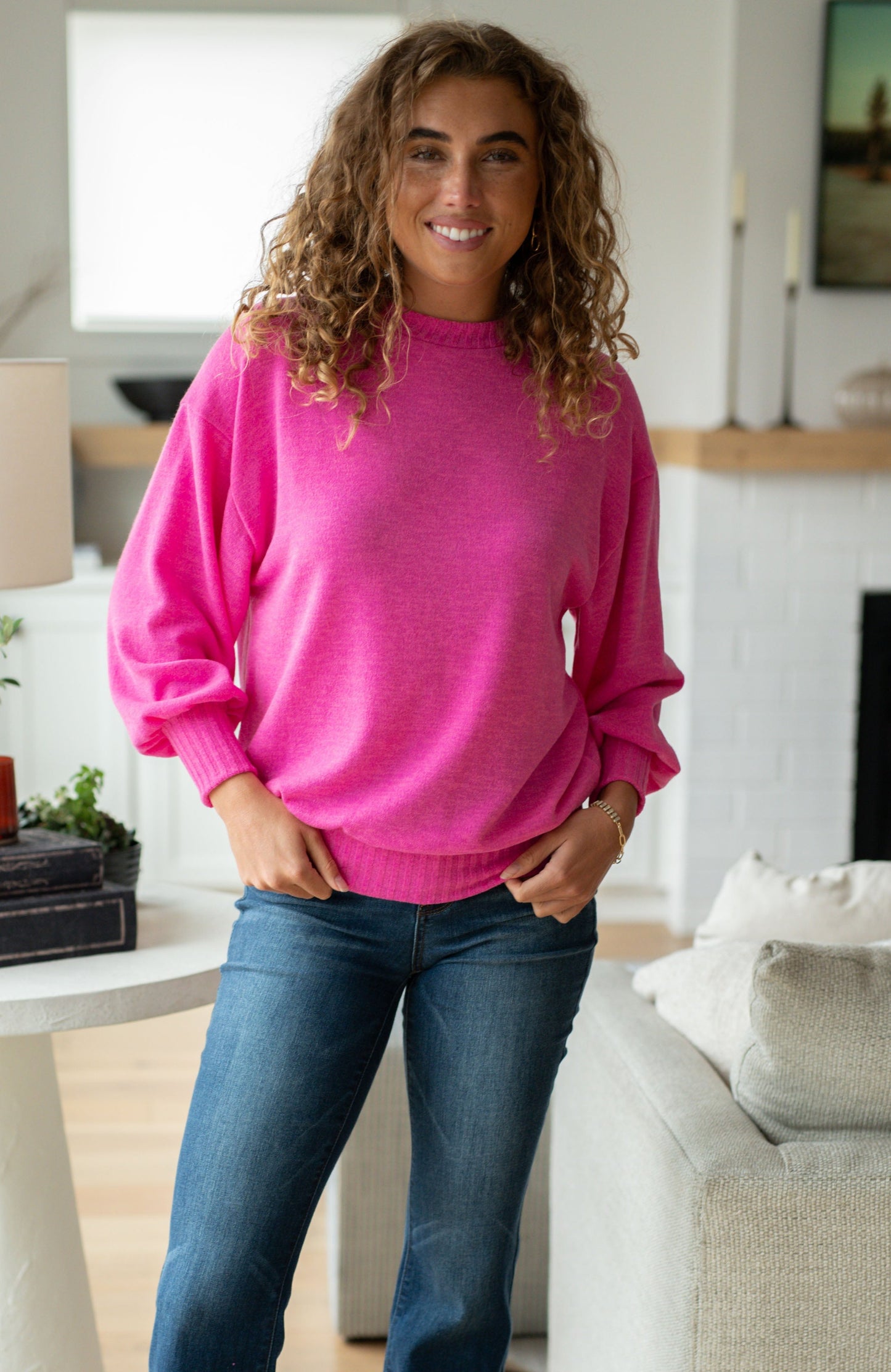 Pink Crew Neck Sweater