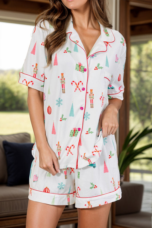 Winter Wonderland Short Sleeve Top and Shorts Lounge Set