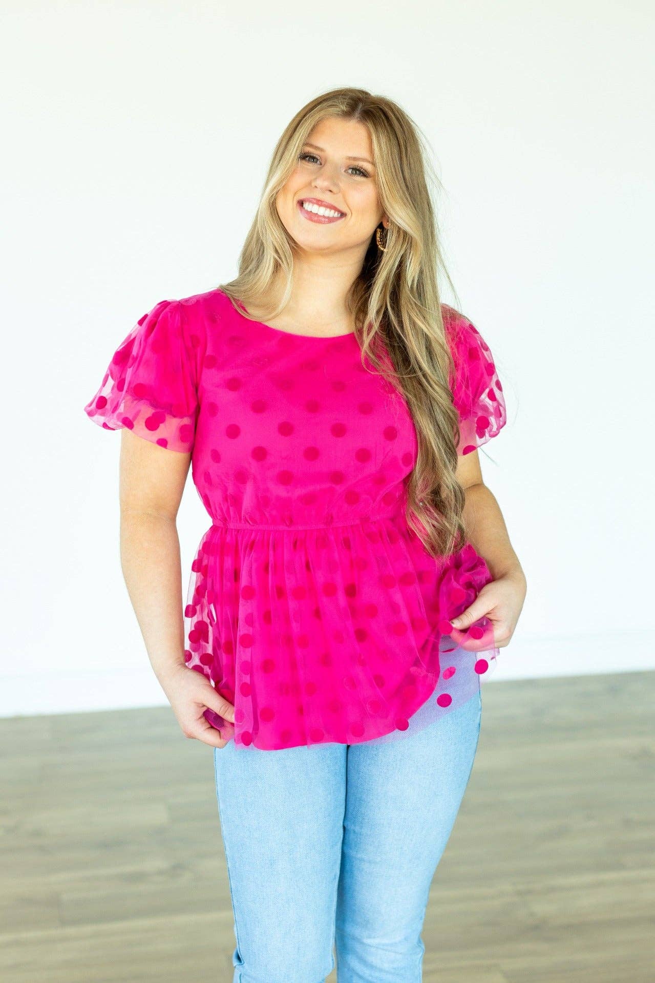 Polka Dot Peplum Top