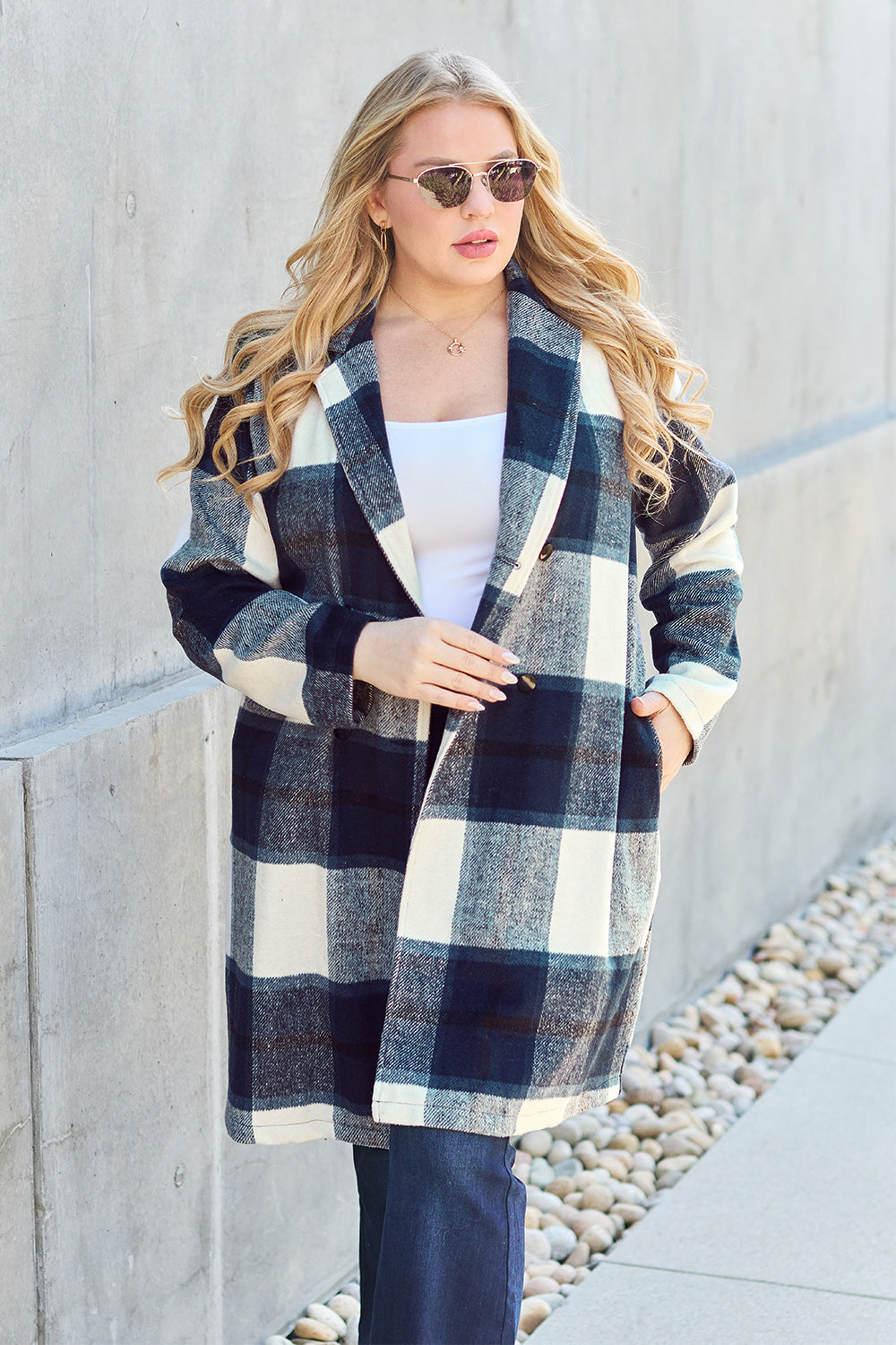 Plaid Button Up Coat
