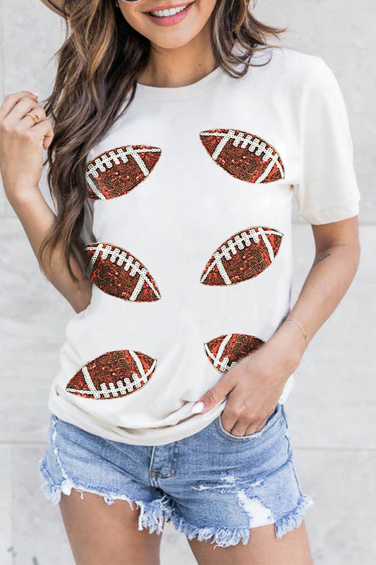 Sequin Football Short Sleeve T-Shirt