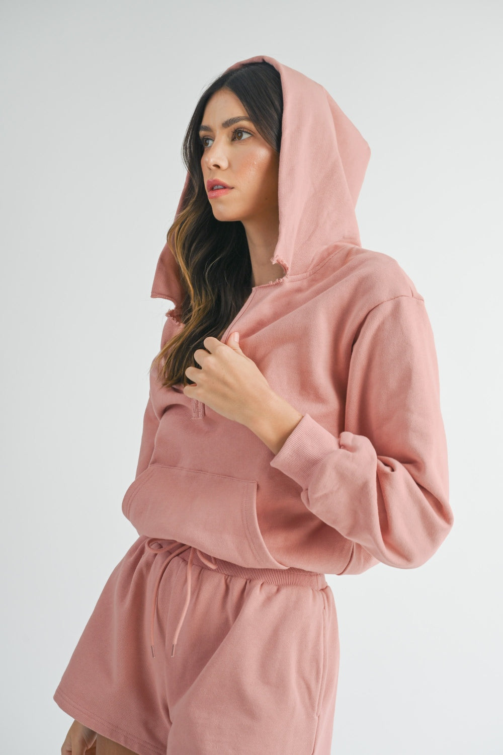 Dusty Rose Hooded Romper