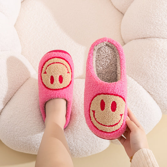 Hot Pink & Yellow Smiley Face Slippers