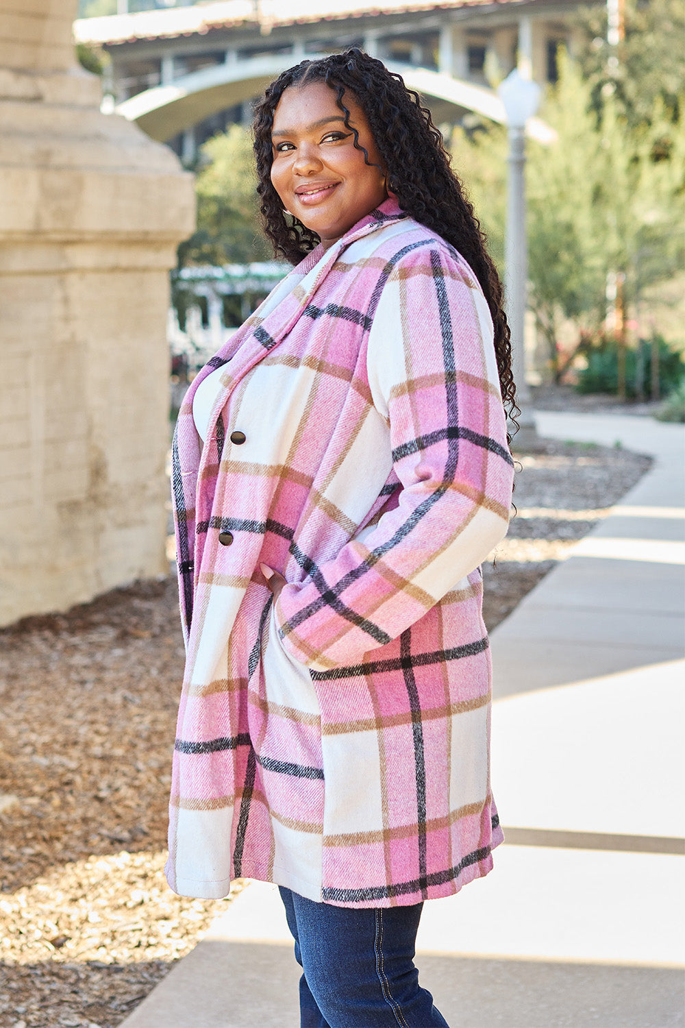 Plaid Button Up Coat