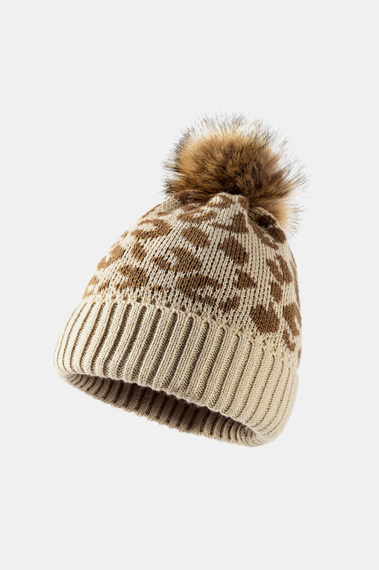 Leopard Pom Pom Beanie