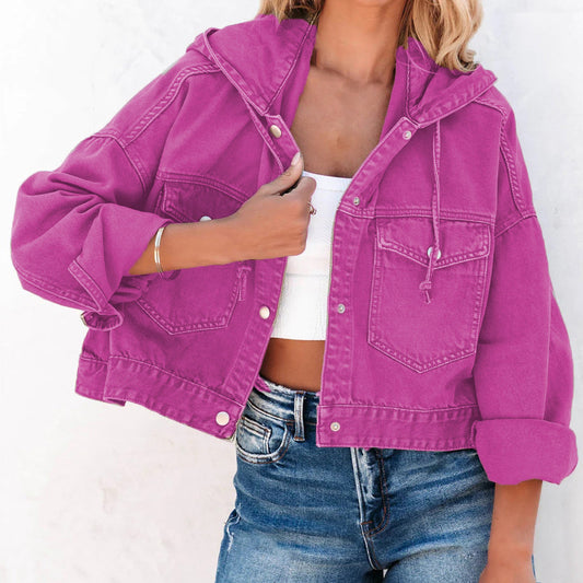 Cropped Colored Denim Jacket