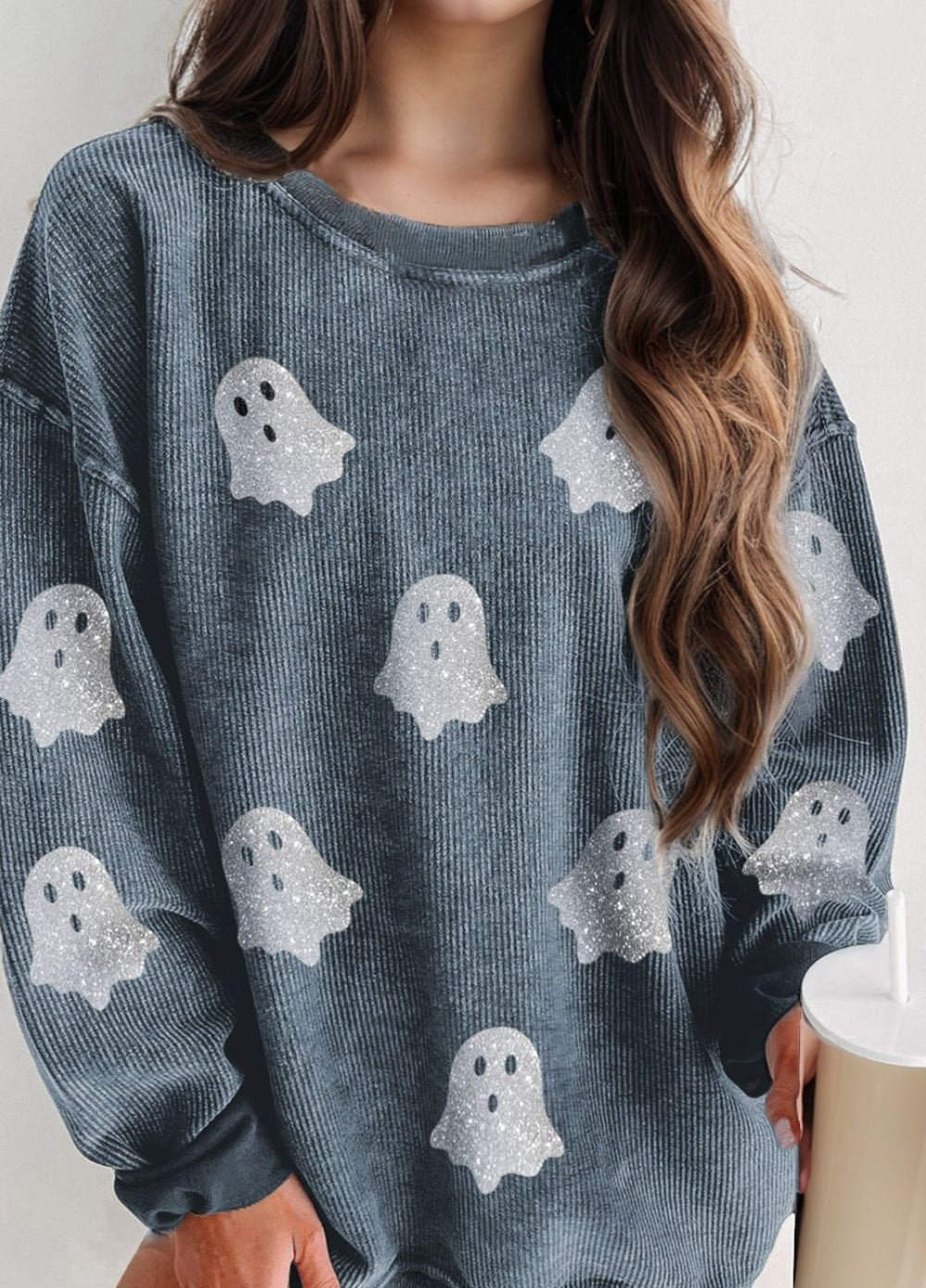 Glitter Ghost Long Sleeve Sweatshirt