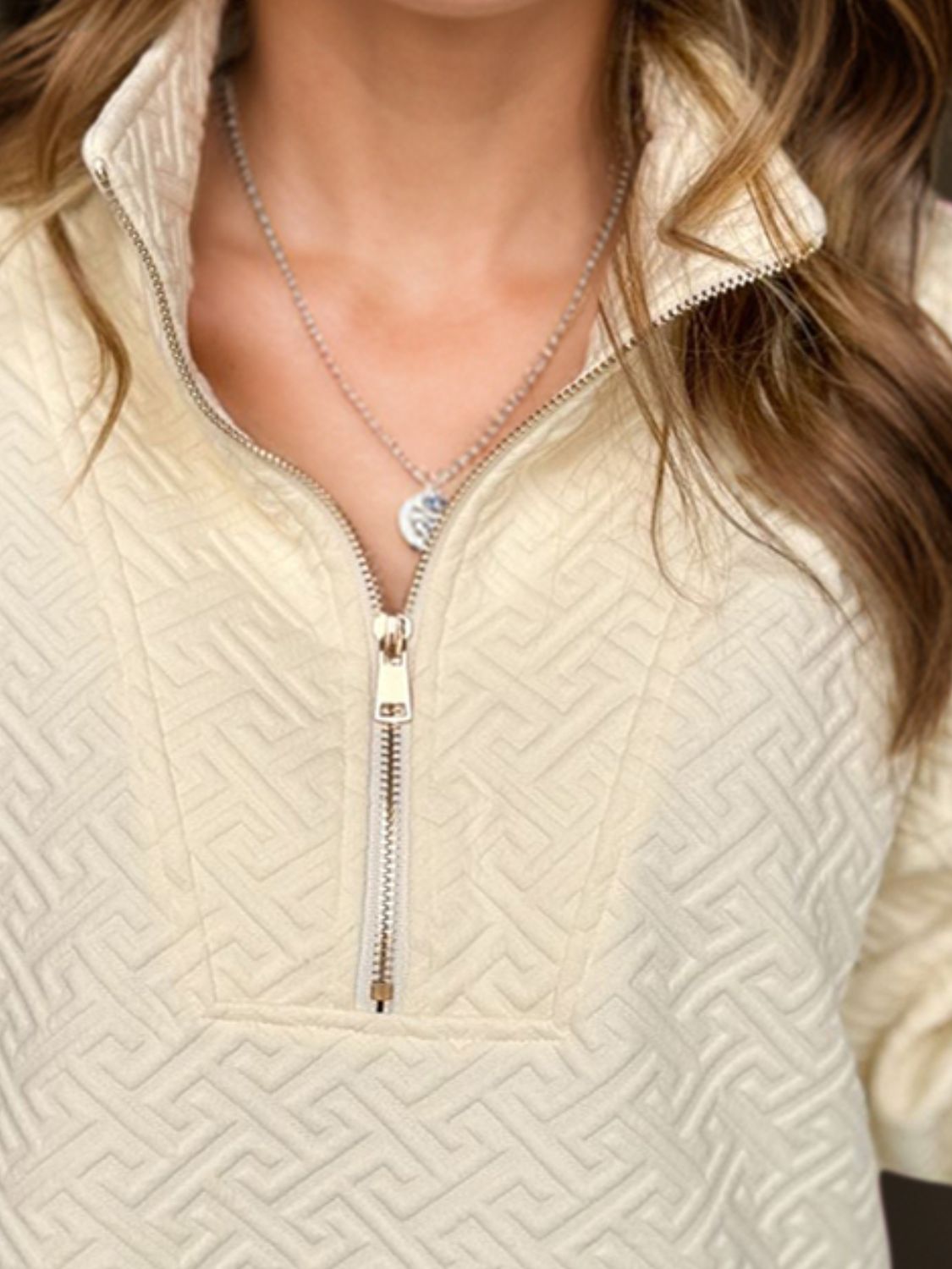 Textured Half Zip Sweatshirt