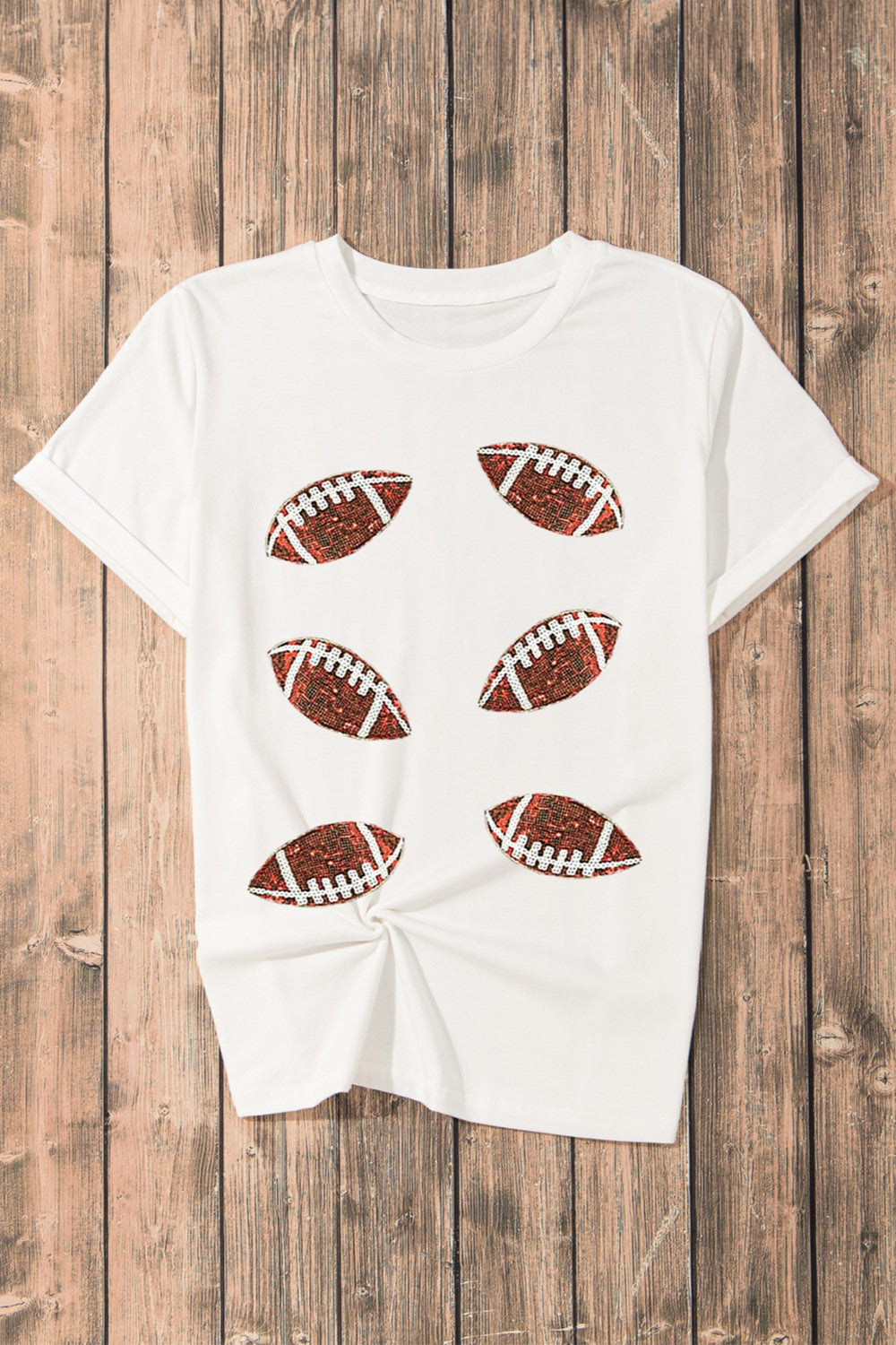 Sequin Football Short Sleeve T-Shirt