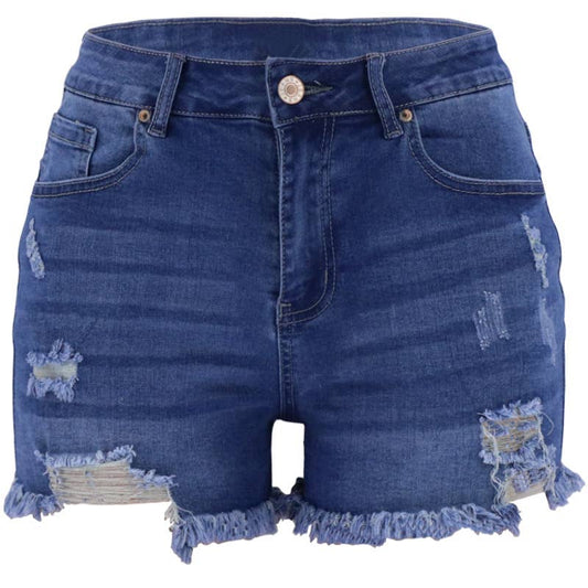 Classic Ripped Denim Shorts