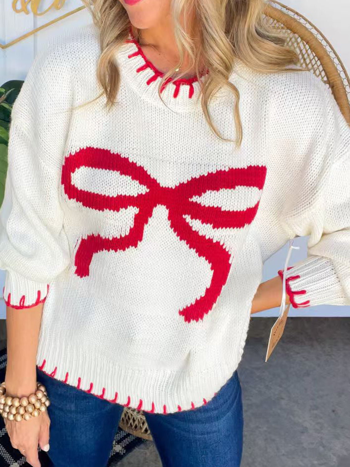 Wrapped in a Bow Sweater - White