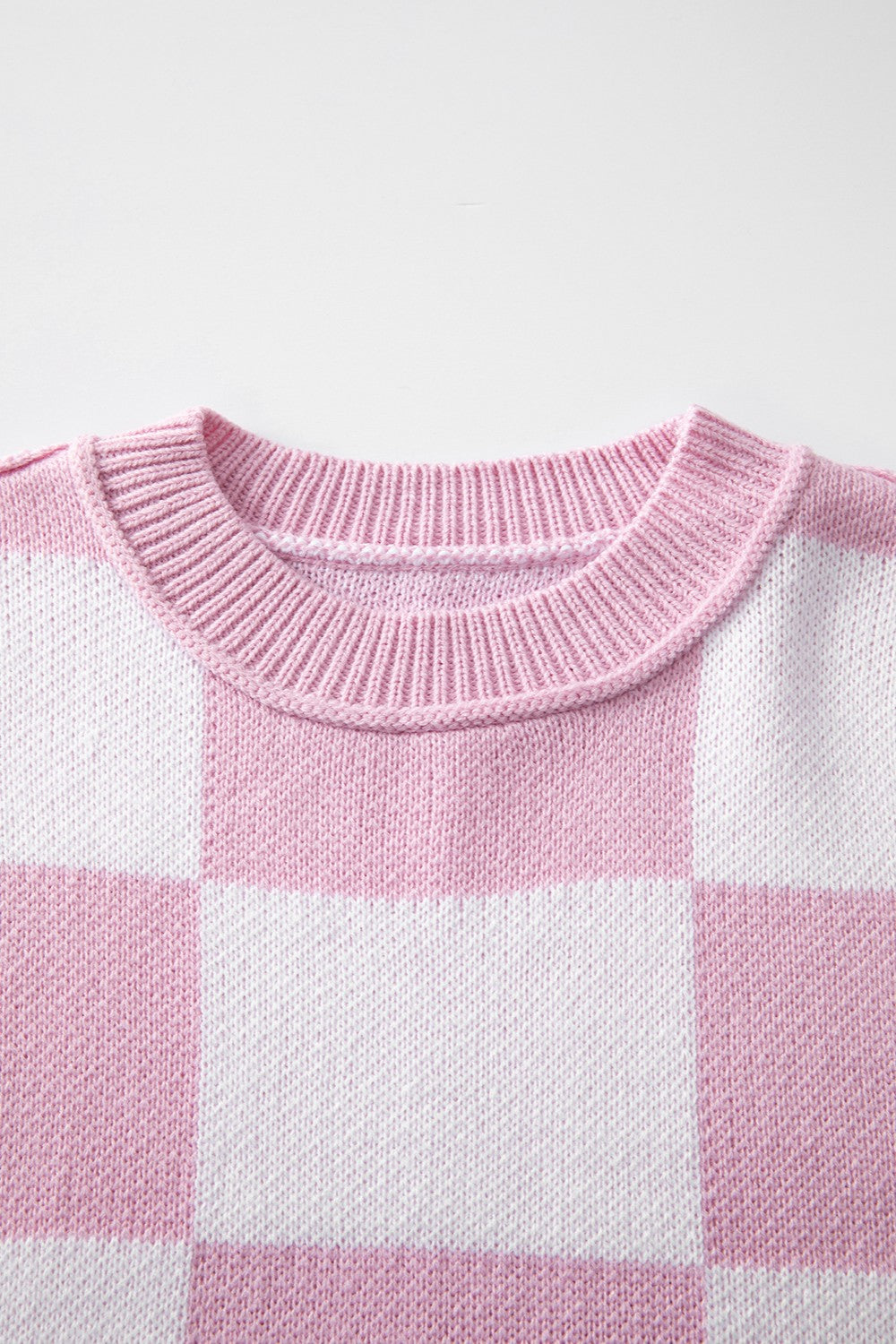 Exposed Seam Checkered Sweater