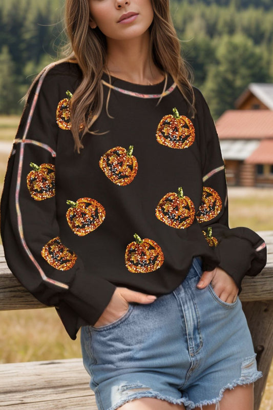 Sequin Pumpkin Sweatshirt