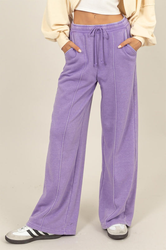 Purple High Rise Wide Leg Pants