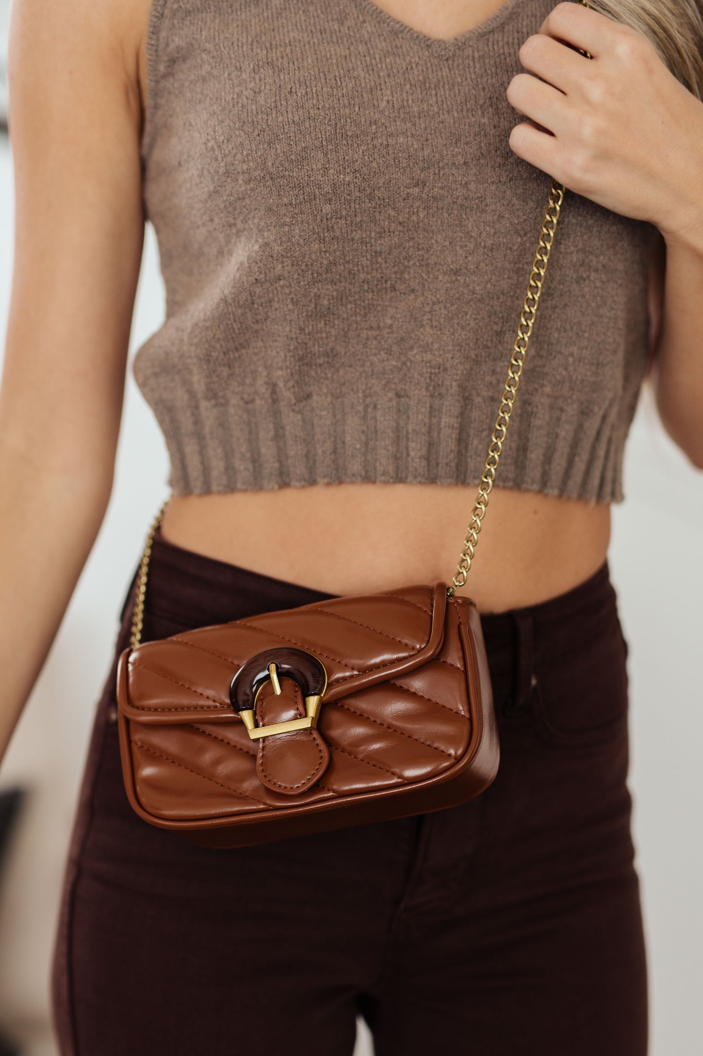 Quilted Crossbody in Brown