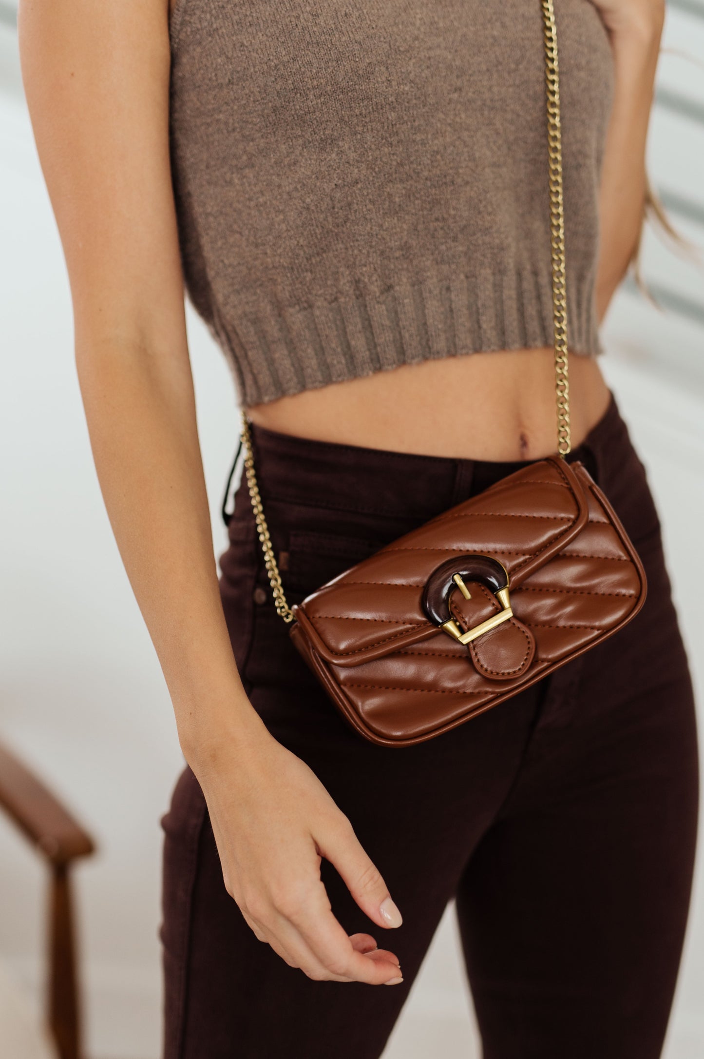 Quilted Crossbody in Brown