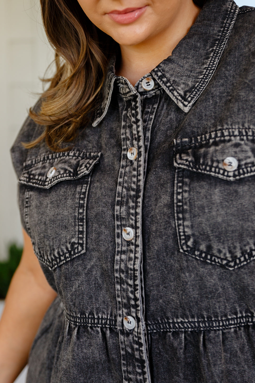 Denim Button Down Top