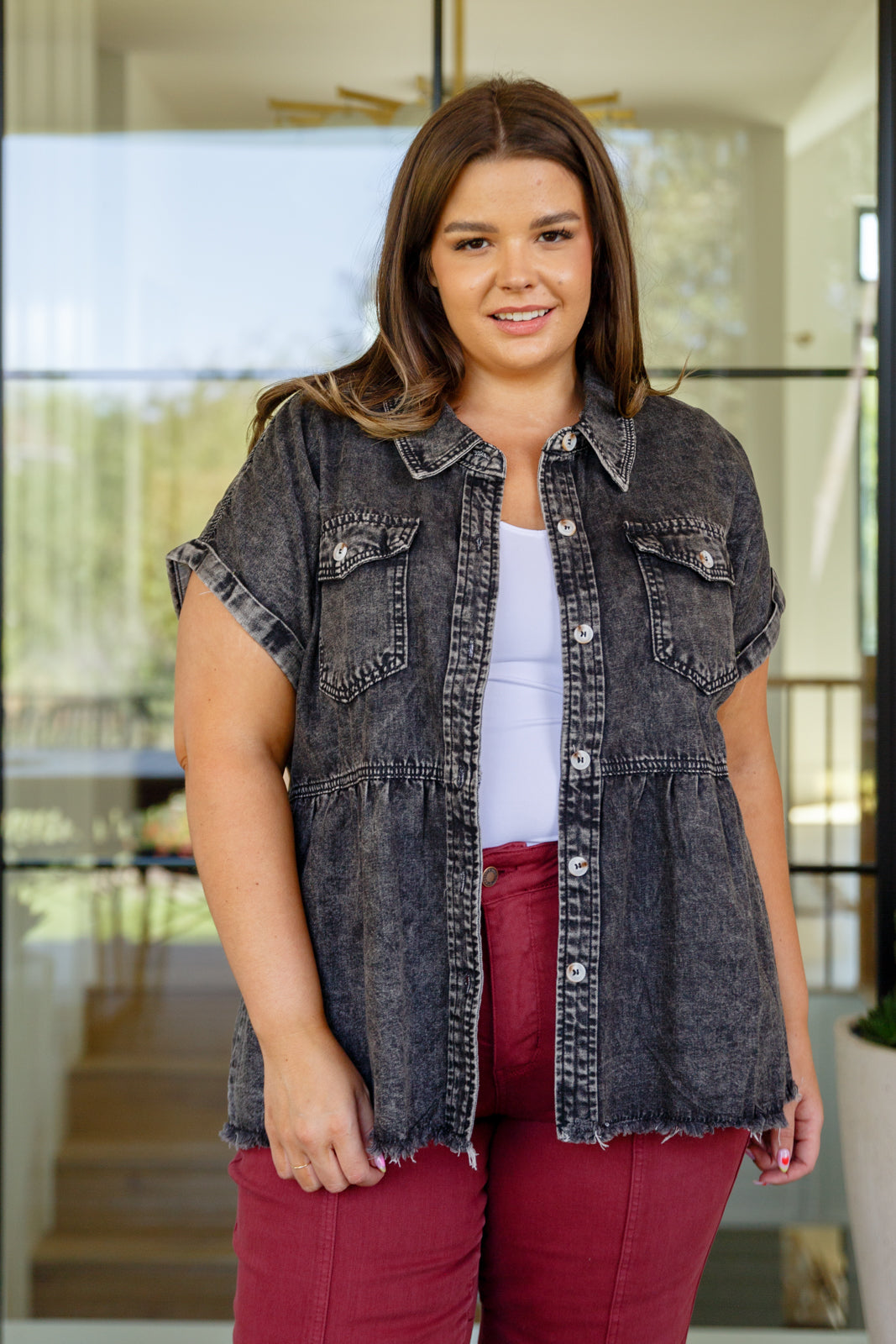 Denim Button Down Top