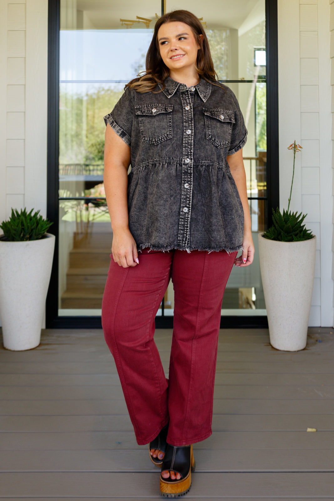 Denim Button Down Top