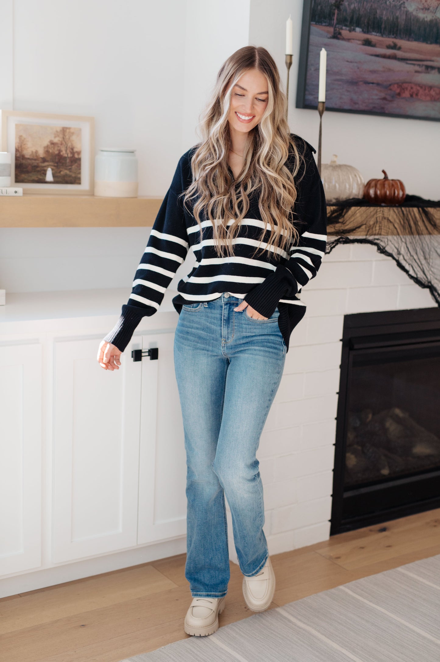 Navy Striped Sweater