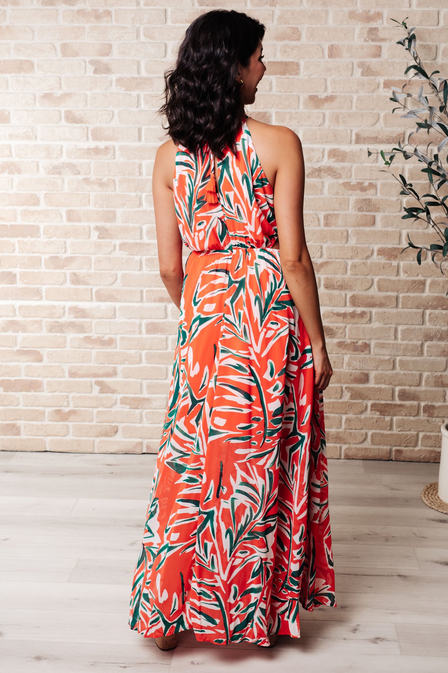 Coral Cutout Maxi Dress