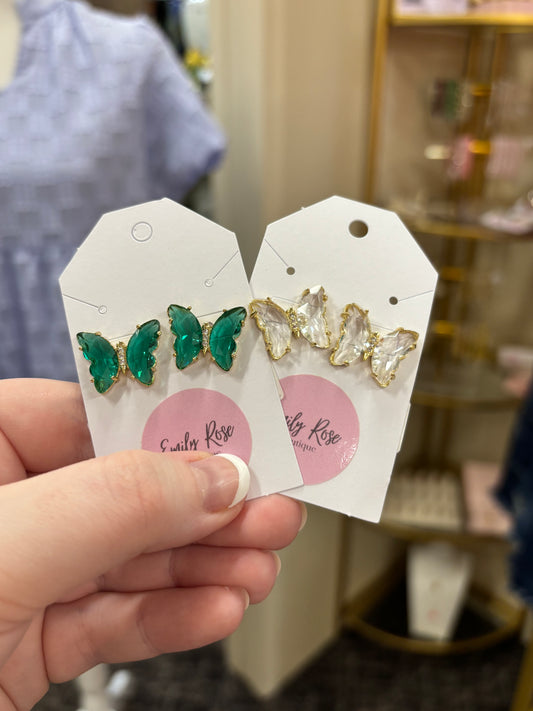 Crystal Butterfly Studs