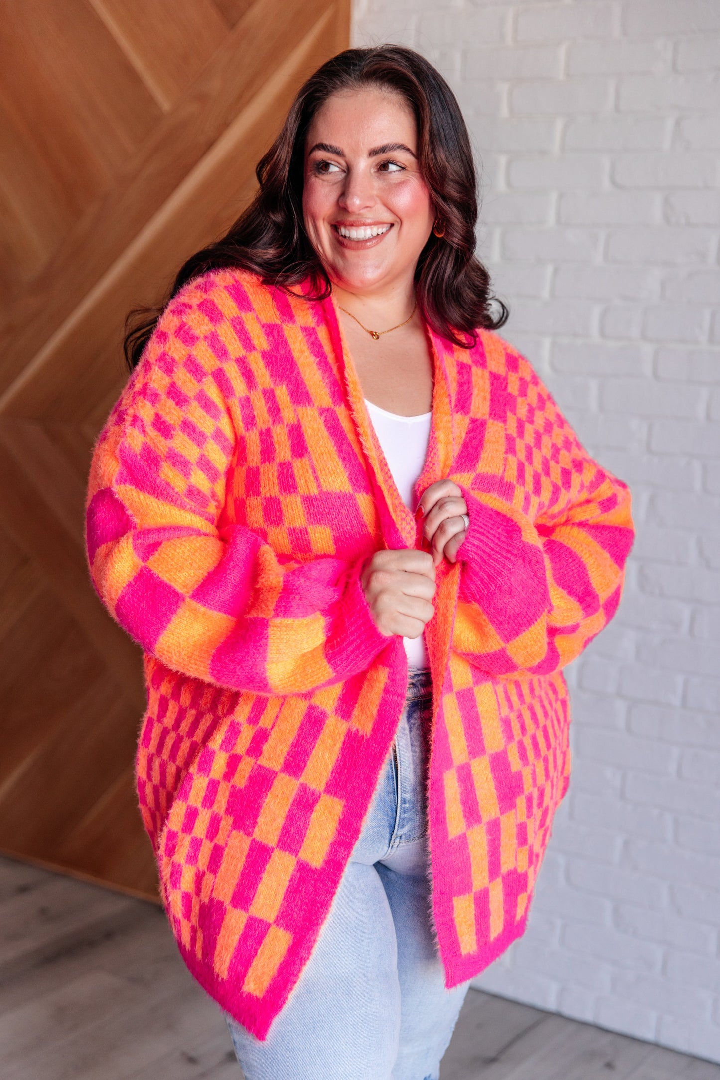 Neon Checkered Cardigan