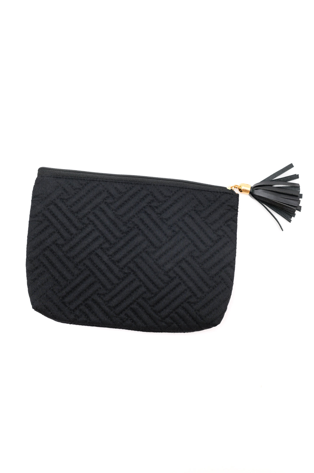 Quilted Zip Pouch in Black