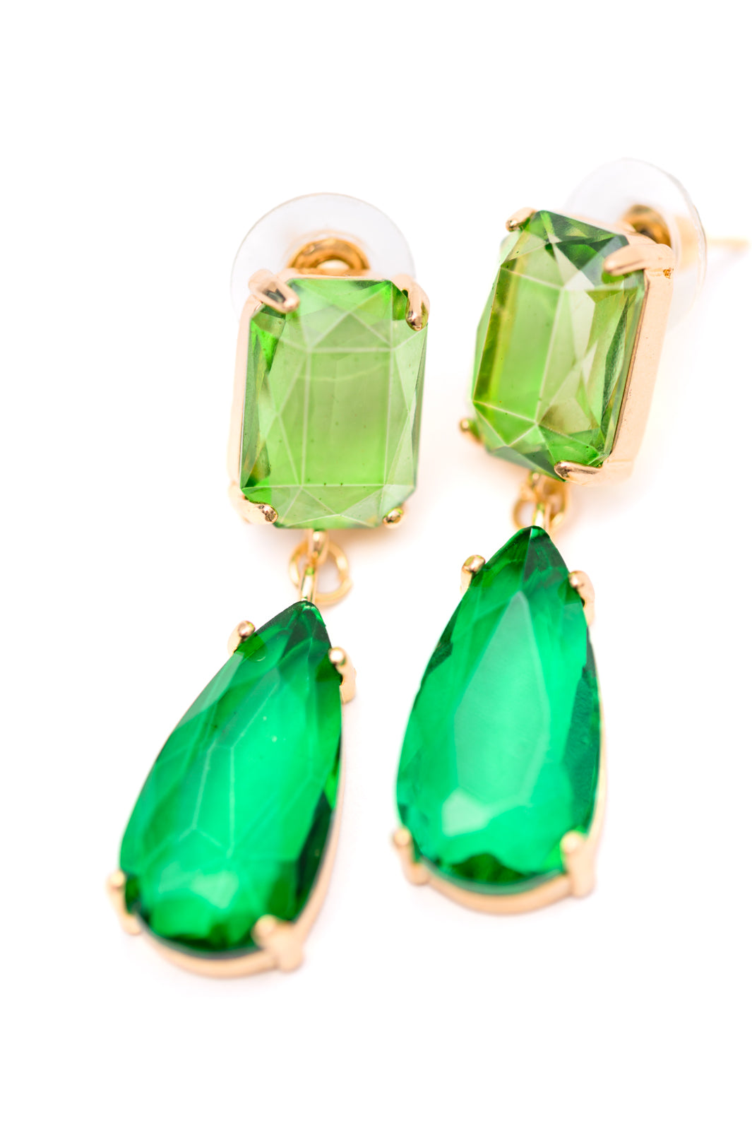 Drop Crystal Earrings in Green