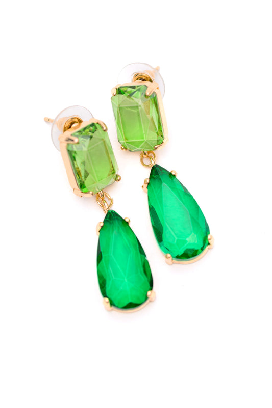 Drop Crystal Earrings in Green