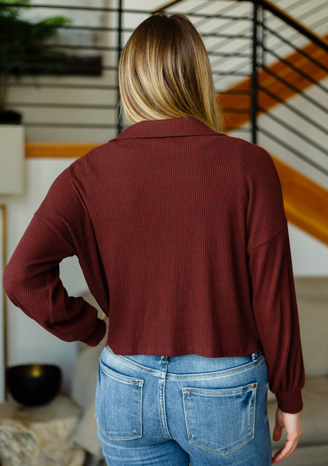 Maroon Cropped Shacket