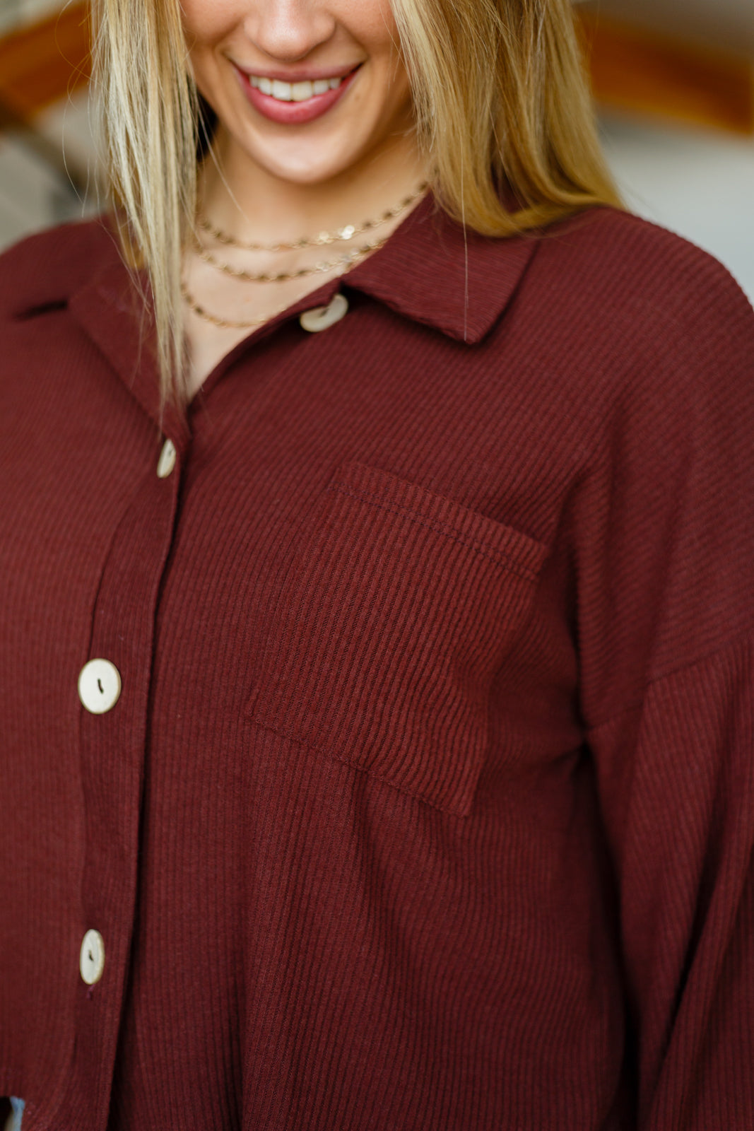 Maroon Cropped Shacket