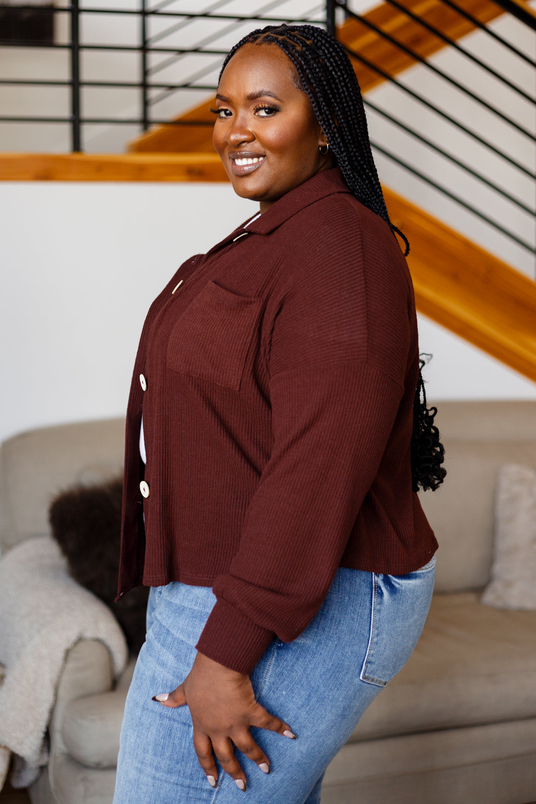 Maroon Cropped Shacket