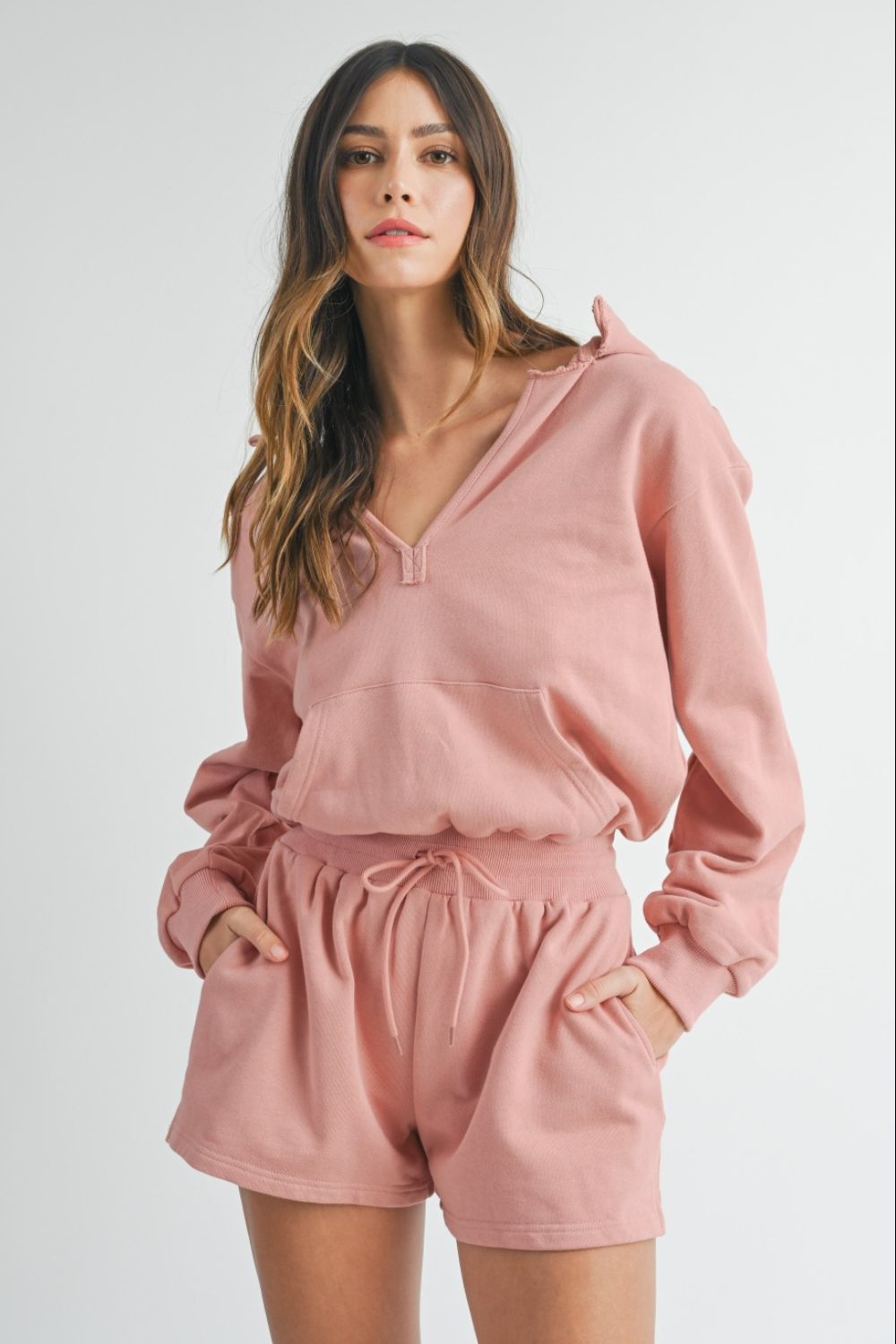 Dusty Rose Hooded Romper