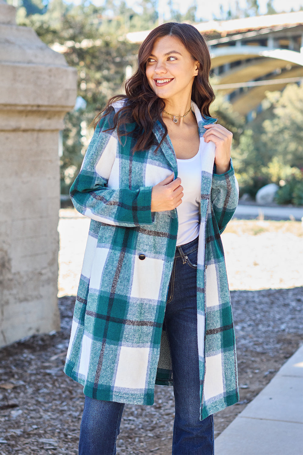 Plaid Button Up Coat