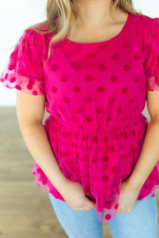Polka Dot Peplum Top