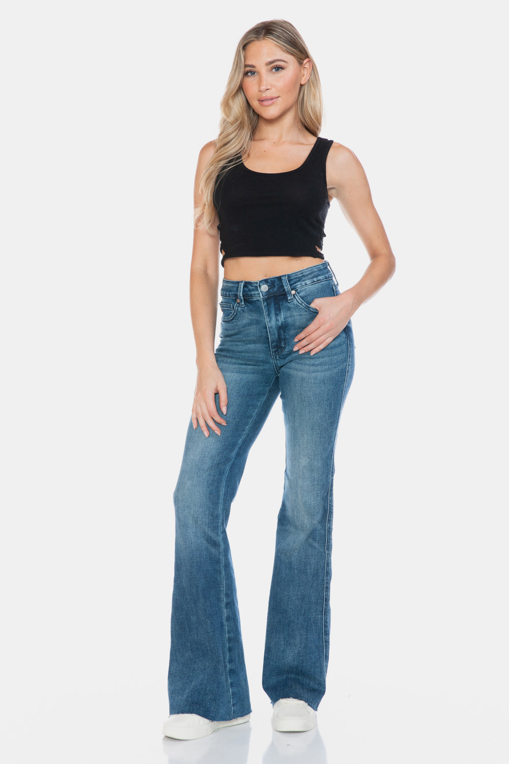 High Rise Flare Jeans in Medium Wash