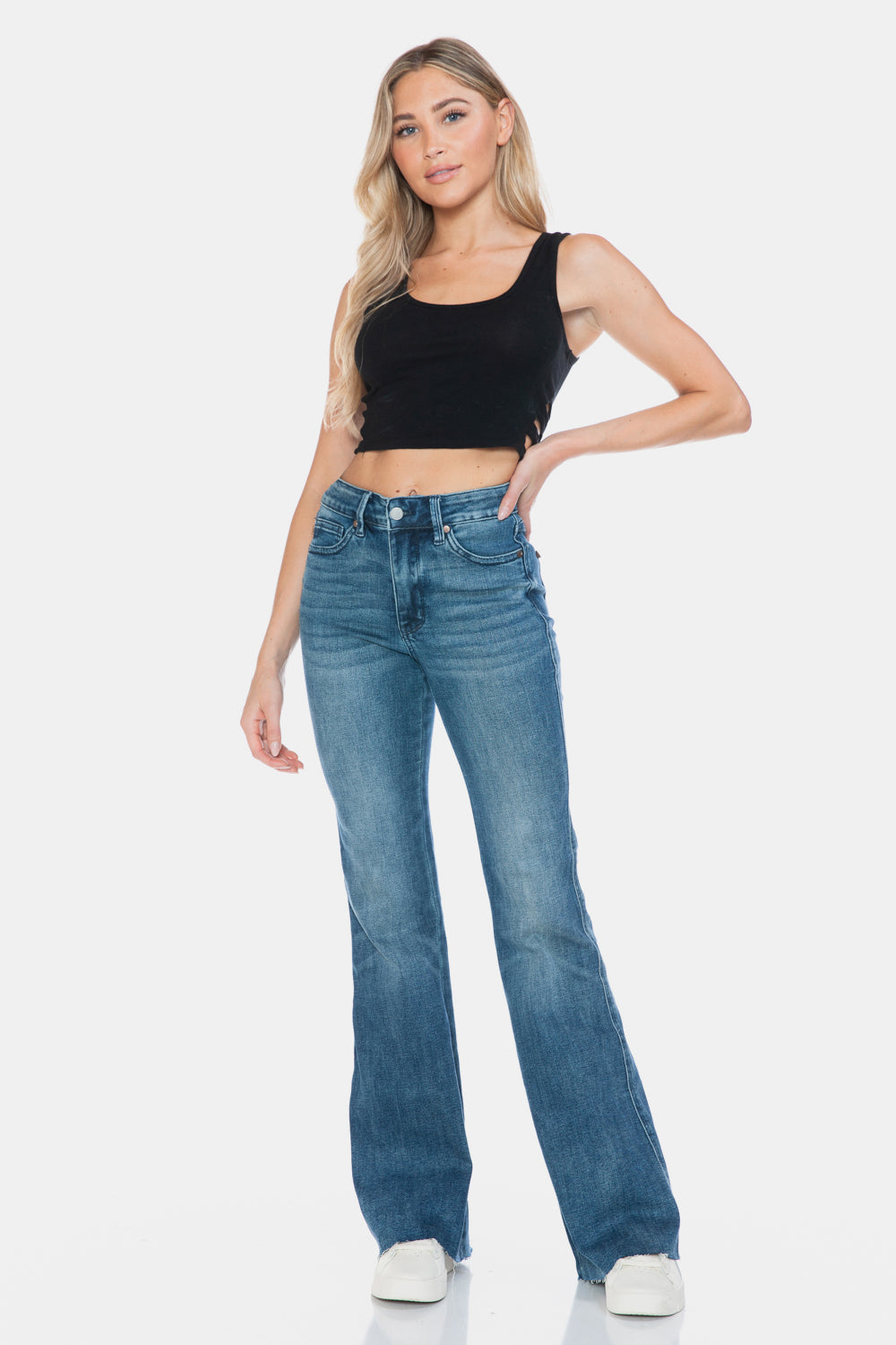 High Rise Flare Jeans in Medium Wash