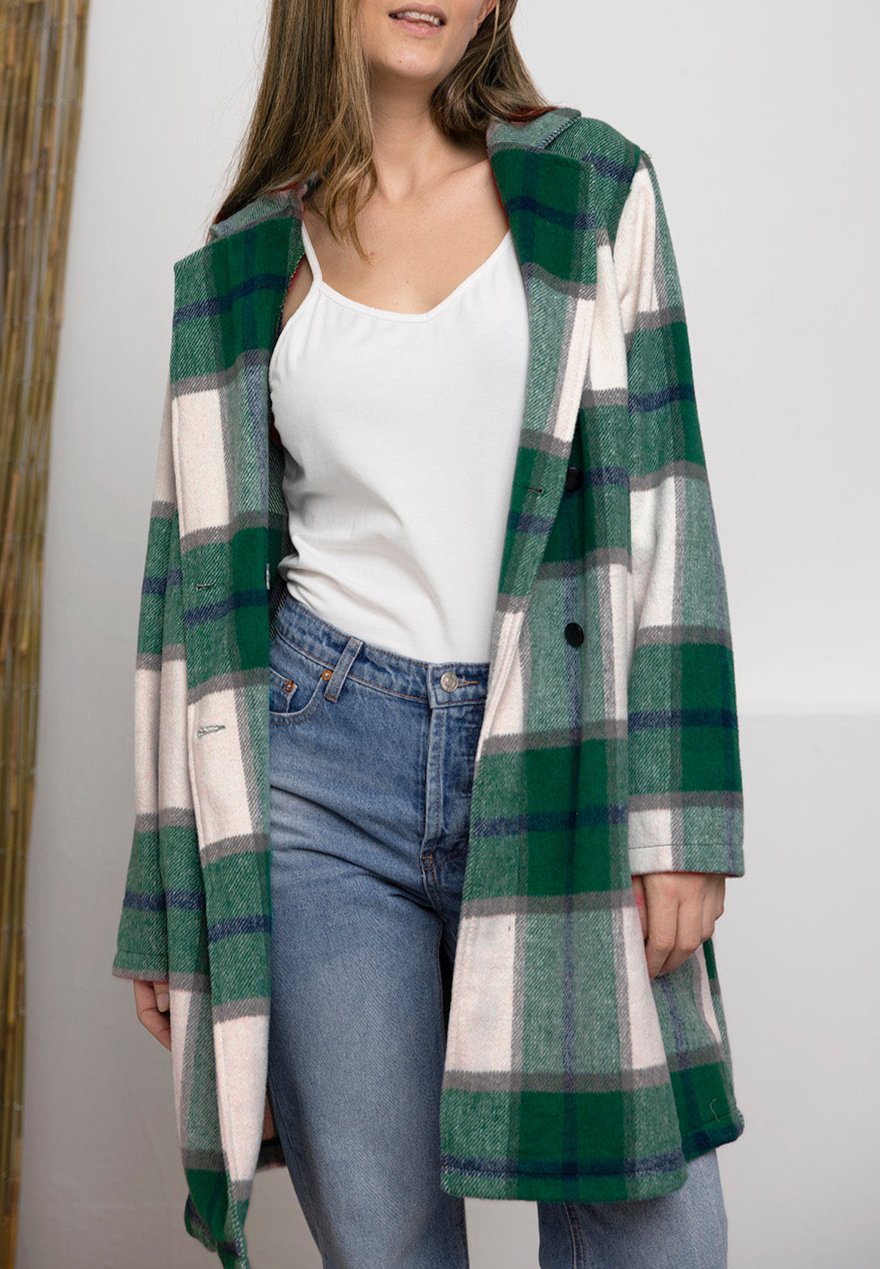 Plaid Button Up Coat
