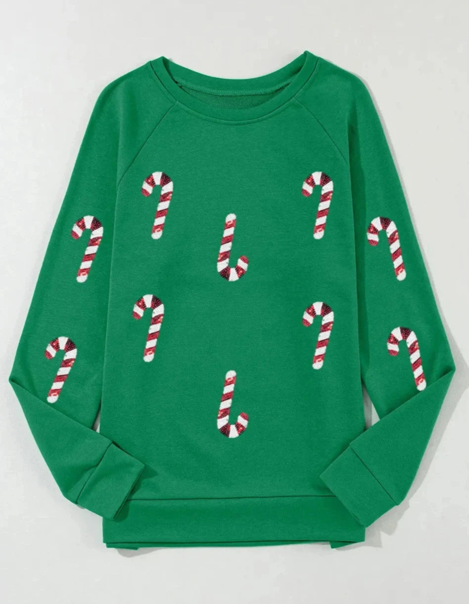 Sequin Candy Cane Sweatshirt